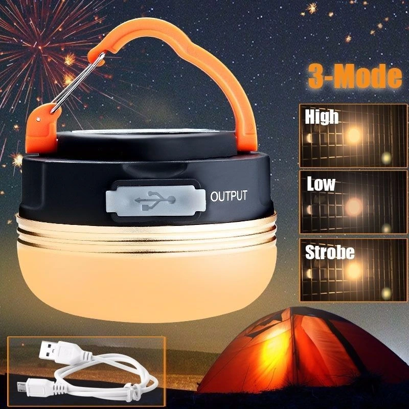 Wholesale Portable Hanging Hook Camping Decorative Lantern Rechargeable Camping Tent Lamp with Red Warning Flashing Quality LED Camping Light