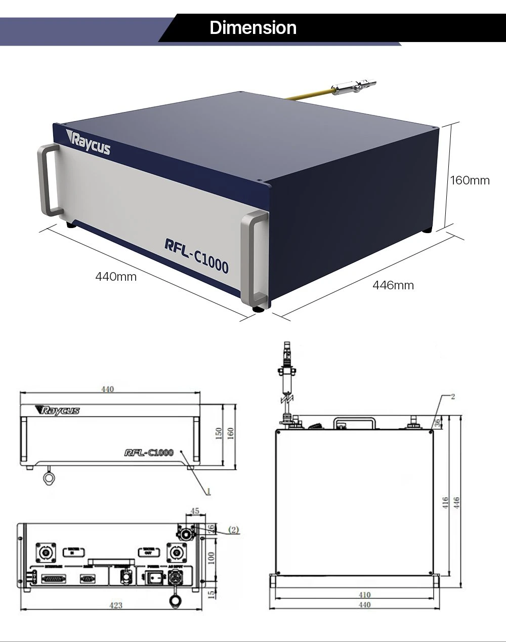 1000W Raycus Single Module Cw Fiber Laser Source for Fiber Cutting Rfl-C1000