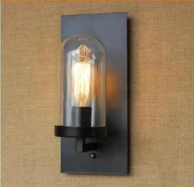 Dekorative Nachttisch-Wandlampe für den Dachboden, Retro-Glaslampenschirm-Wandlampe